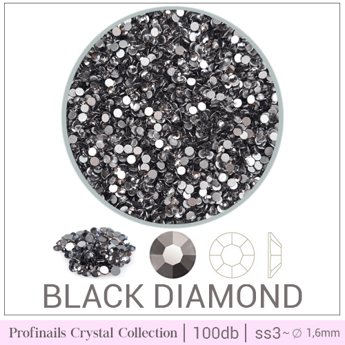 Profinails kristálykõ tégelyben 100 db Black Diamond s3