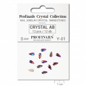 Profinails forma strasszkövek #Y-001 Crystal AB 12 db (6x3 mm csepp)