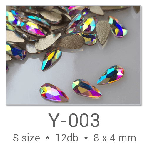 Profinails Shaped Rhinestone #Y-003 Crystal AB 12 pcs (8x4 mm Drop)