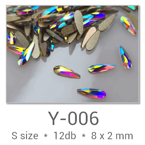 Profinails Shaped Rhinestones #Y-006 Crystal AB 12 pcs (8x2 mm Drop)