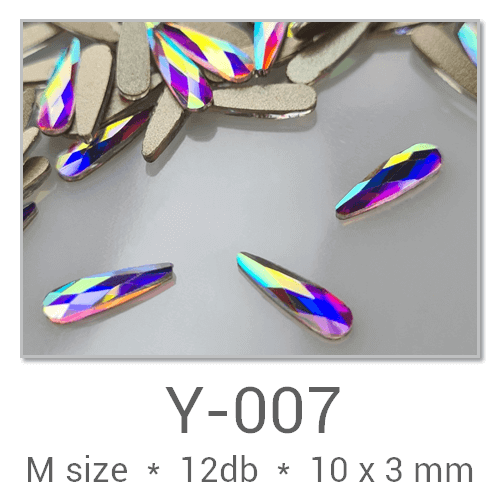 Profinails Shaped Rhinestones #Y-007 Crystal AB 12 pcs (10x3 mm Drop)