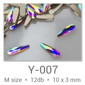 Profinails forma strasszkövek #Y-007 Crystal AB 12 db (10x3 mm csepp)