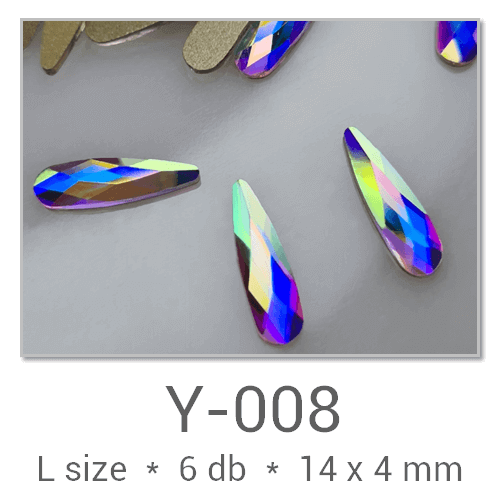 Profinails Shaped Rhinestones #Y-008 Crystal AB  6 pcs (14x4 mm Drop)