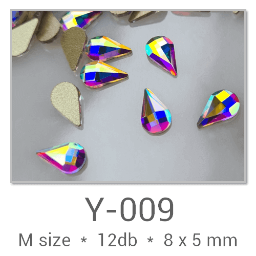 Profinails Shaped Rhinestones #Y-009 Crystal AB 12 pcs (8x5 mm Drop)