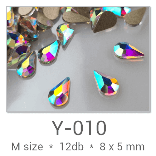 Profinails Shaped Rhinestones #Y-010 Crystal AB 12 pcs (8x5 mm Drop)