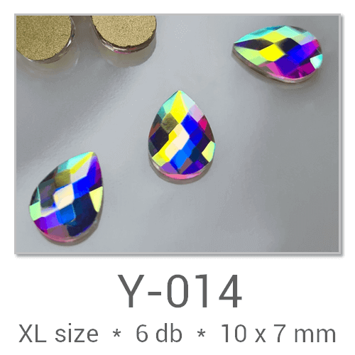 Profinails  Shaped Rhinestones #Y-014 Crystal AB 6 pcs (10x7 mm Drop)