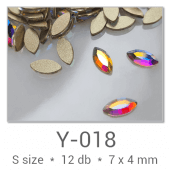 Profinails forma strasszkövek #Y-018 Crystal AB 12 db (7x4 mm búza)