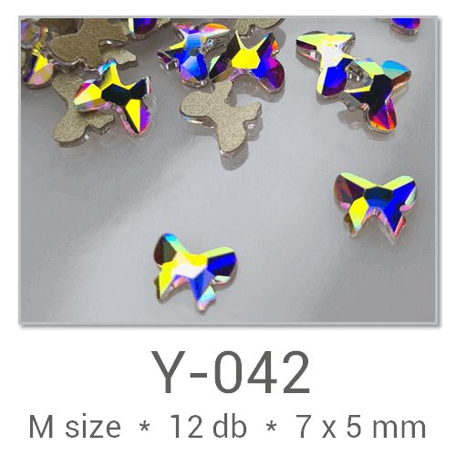 Profinails forma strasszkövek #Y-042 Crystal AB 12 db (7x5 mm pillangó)