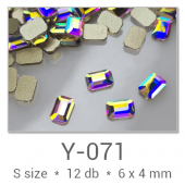 Profinails forma strasszkövek #Y-071-6 Crystal AB 12 db (6x4 mm hasáb)