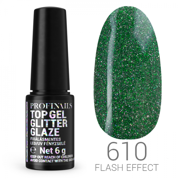 Profinails Top Gél Glitter Glaze Flash Effekt fixálásmentes LED/UV fényzselé 6g No. 610