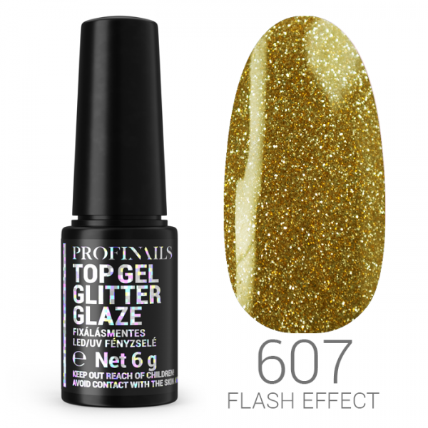 Profinails Top Gél Glitter Glaze Flash Effekt fixálásmentes LED/UV fényzselé 6g No. 607