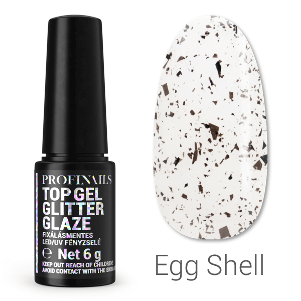Profinails Top Gél Glitter Glaze no-wipe LED/UV gloss gel 6g Egg Shell