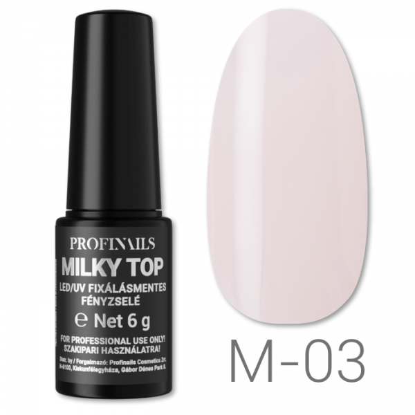 .Profinails Milky Top fixálásmentes LED/UV fényzselé 6g M-03 Blush Pink