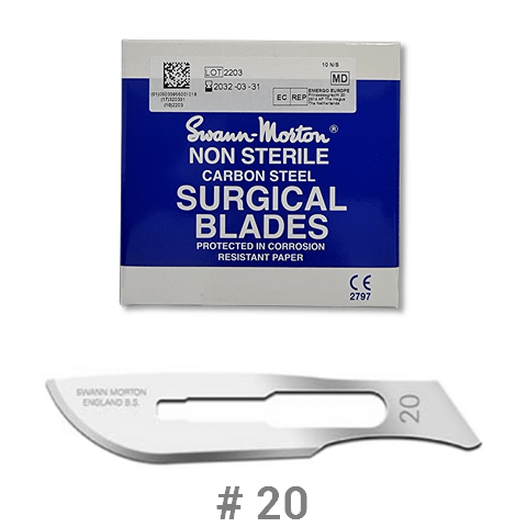 Swann-Morton Non-sterile Carbon Steel Scalpel Blade size #20, 20x5 pcs