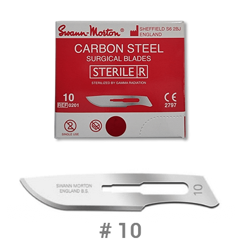 Swann-Morton Sterile Steel Carbon Scalpel Blade No. #10, 100 pcs