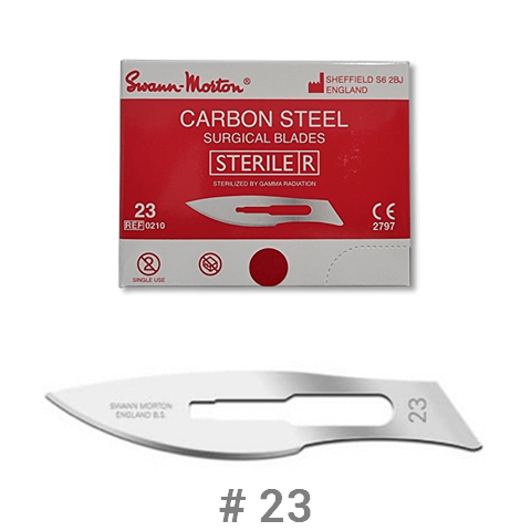 Swann-Morton Sterile Steel Carbon Scalpel Blade No #23, 100 pcs