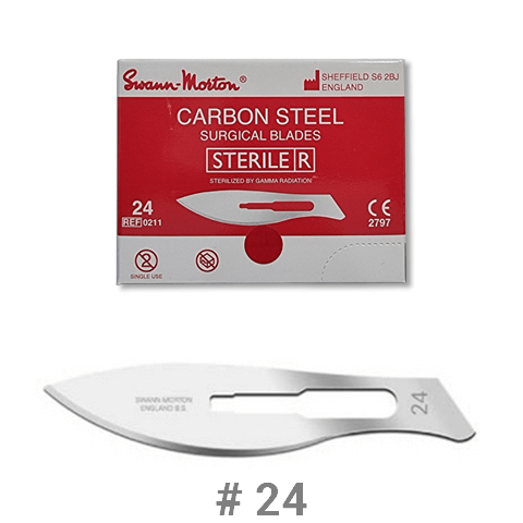 Swann-Morton Sterile Steel Carbon Scalpel Blade No#24,100 pcs
